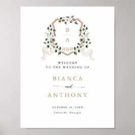 Elegant Ivy Greenery Wappen Begrüßung Poster