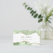 Elegant Jade Green Agate Business Card Visitenkarte (Stehend Vorderseite)