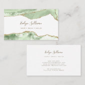 Elegant Jade Green Agate Business Card Visitenkarte (Vorne/Hinten)