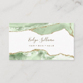 Elegant Jade Green Agate Business Card Visitenkarte