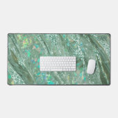 Elegant Jade Green Glitzer Holographic Opal Marble Schreibtischunterlage (Tastatur & Maus)