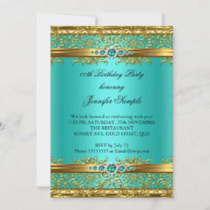 Elegant Jade Green Gold Damask Diamond Geburtstag Einladung