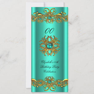 Elegant Jade Green Jewel Gold Geburtstagsparty 2 Einladung