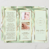 Elegant Jade Green und Gold Agate Broschüre (Vorne/Hinten)