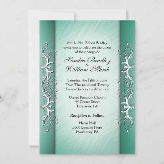 Elegant Jade Wedding Einladung (Vorderseite)