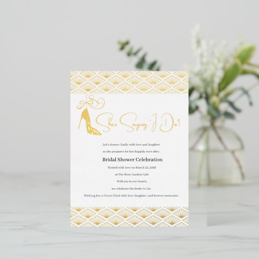 Elegant Japanese Bridal Shower Folie Einladungspostkarte (Stehend vorne)