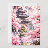 Elegant Japanese Cherry Blossom & Castle Wedding I Einladung (Vorderseite)