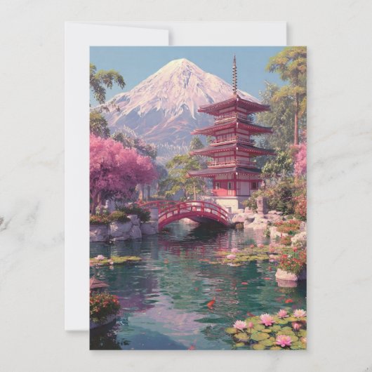 Elegant Japanese Cherry Blossom & Castle Wedding I Einladung (Vorderseite)