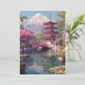 Elegant Japanese Cherry Blossom & Castle Wedding I Einladung (Stehend Vorderseite)