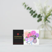 Elegant Japanese Flower Design Business Card Visitenkarte (Stehend Vorderseite)
