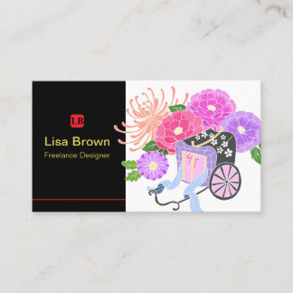 Elegant Japanese Flower Design Business Card Visitenkarte
