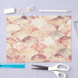 Elegant Japanese Folding Fan Watercolor Seidenpapier