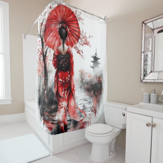 Elegant Japanese Geisha Girl | Duschvorhang (Beispiel)