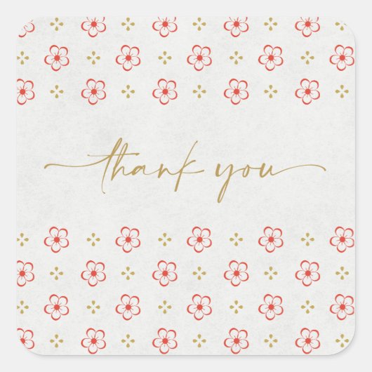 Elegant Japanese Plum Blossom  Quadratischer Aufkleber (Vorderseite)