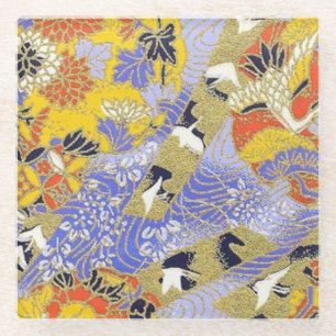Elegant Japanese Washi Origami Lucky Cranes Glasuntersetzer
