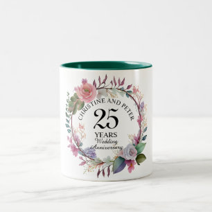 Elegant Jede Hochzeit (25) Florales Jubiläum Zweifarbige Tasse