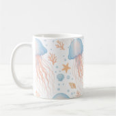 Elegant Jellyfish & Ocean Elements Pattern Mug Kaffeetasse (Links)