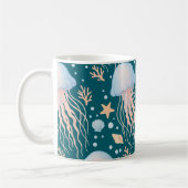 Elegant Jellyfish & Ocean Elements Pattern Mug Kaffeetasse (Links)