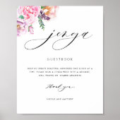 Elegant Jenga Guestbook Pastel Floral Wedding Sign Poster (Vorne)