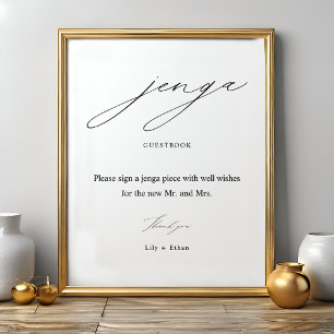 Elegant Jenga Wedding Guest Book Sign Poster
