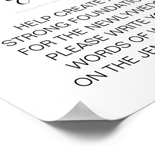 Elegant Jenga Wedding Sign Poster (Ecke)