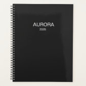 Elegant Jet Black Personalisiert Name - Planer (Vorderseite)