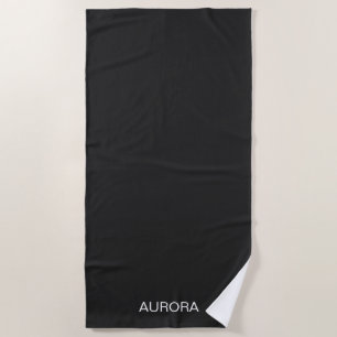 Elegant Jet Black Personalisiert Name - Strandtuch
