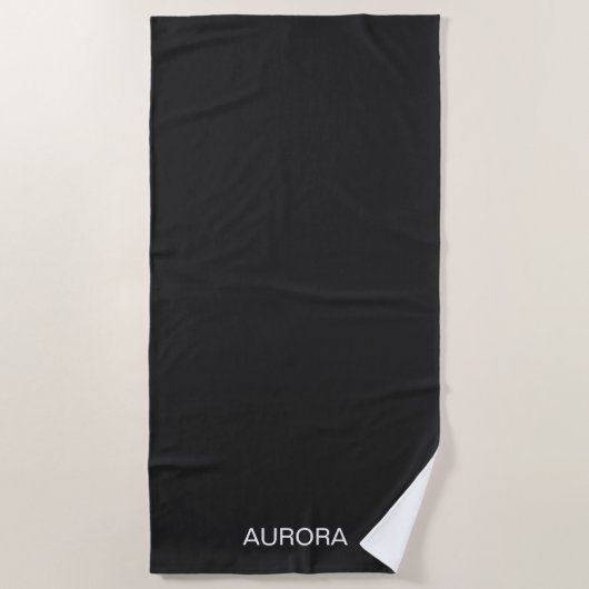 Elegant Jet Black Personalisiert Name - Strandtuch (Vorderseite)