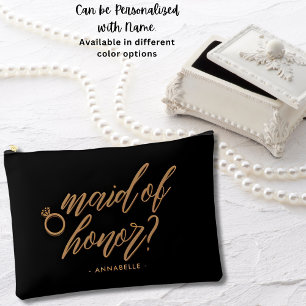 Elegant Jet Black Trauzeugin Geschenk Personalisie Zubehörtasche