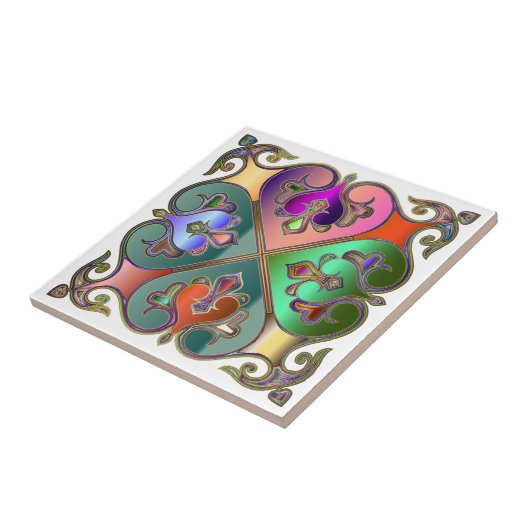 Elegant Jewel-Tone Arabesque Abstrakt Personalisie Fliese (Seite)