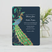 Elegant Jeweled Peacock Wedding Einladung (Stehend Vorderseite)