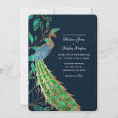 Elegant Jeweled Peacock Wedding Einladung (Vorderseite)