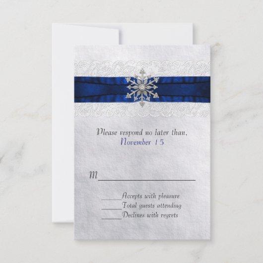 Elegant Jeweled Snowflake Wedding RSVP Karte (Vorderseite)
