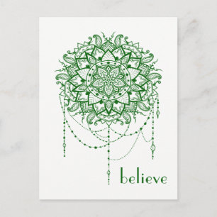 Elegant Jeweled Zen Mandala "Glaube" Postkarte