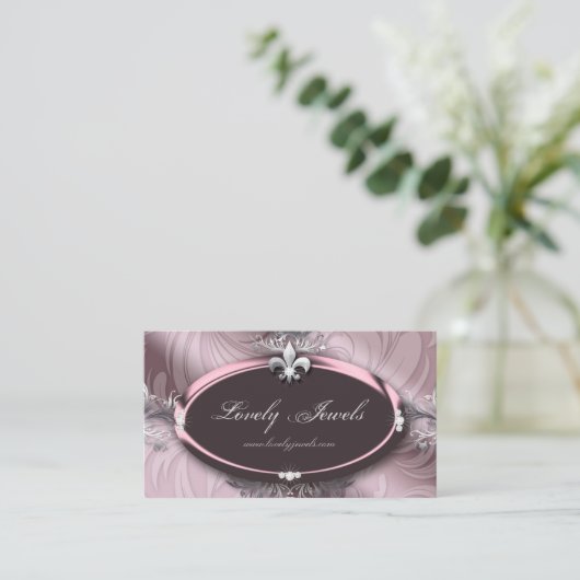 Elegant Jewelry Fashion Lilie Pink Rose Visitenkarte (Stehend Vorderseite)
