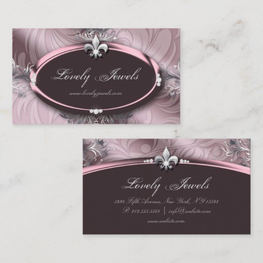 Elegant Jewelry Fashion Lilie Pink Rose Visitenkarte (Vorne/Hinten)