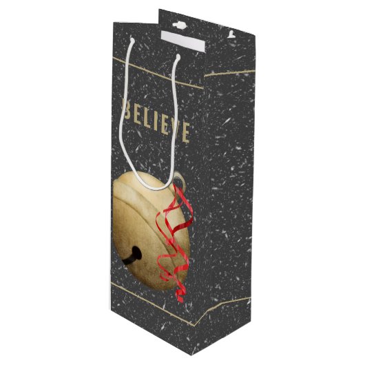 Elegant Jingle Bell, GLAUBEN Geschenktüte Für Weinflaschen (Vorderseite Schrägansicht)