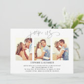 Elegant Join Us 3 Foto Script Wedding Einladung (Stehend Vorderseite)