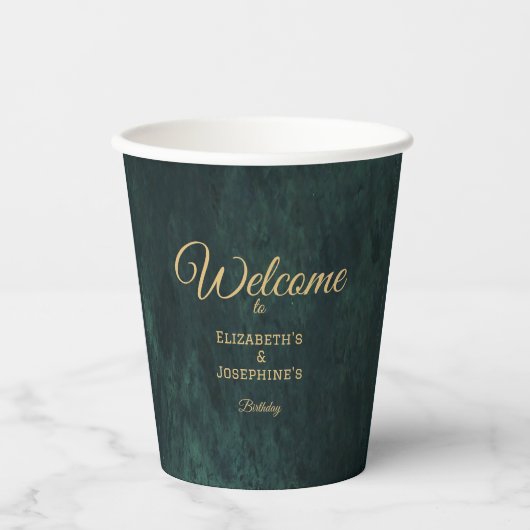 Elegant Joint Double Birthday Twin Pappbecher (Vorderseite)