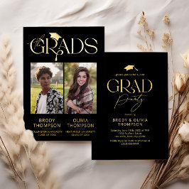 Elegant Joint Graduation Party Photo Folieneinladung