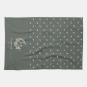 Elegant Joy Calligraphy Garland Wreath Familiennam Geschirrtuch (Horizontal)