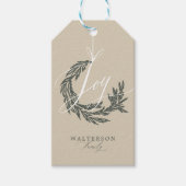 Elegant Joy Calligraphy Garland Wreath Family Name Geschenkanhänger (Vorderseite)