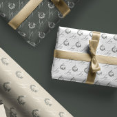 Elegant Joy Calligraphy Garland Wreath Monogram Geschenkpapier Set