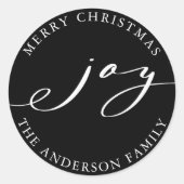 Elegant Joy Christmas | Holiday Black Runder Aufkleber (Vorderseite)