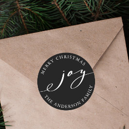 Elegant Joy Christmas | Holiday Black Runder Aufkleber