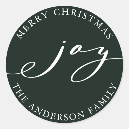 Elegant Joy Christmas | Holiday Green Runder Aufkleber (Vorderseite)