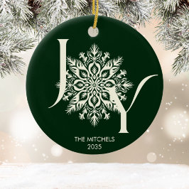 Elegant JOY Forest Green Foto Weihnachtsschmuck