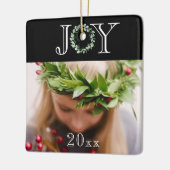Elegant Joy Foto Personalisiert Holiday Weihnachte Keramikornament (Links)
