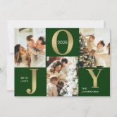 Elegant Joy Green Gold Foto Collage Weihnachten (Vorderseite)