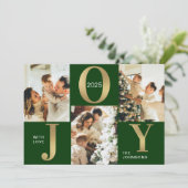 Elegant Joy Green Gold Foto Collage Weihnachten (Stehend Vorderseite)